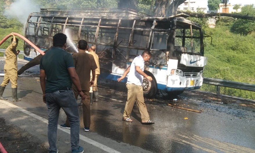 Bus full of pilgrims on way to Mata Vaishno Devi shrine base camp catches fire in Katra; 3 burnt alive, 22 injured