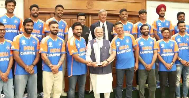 PM Modi meets victorious ICC T20 World Cup team at his residence