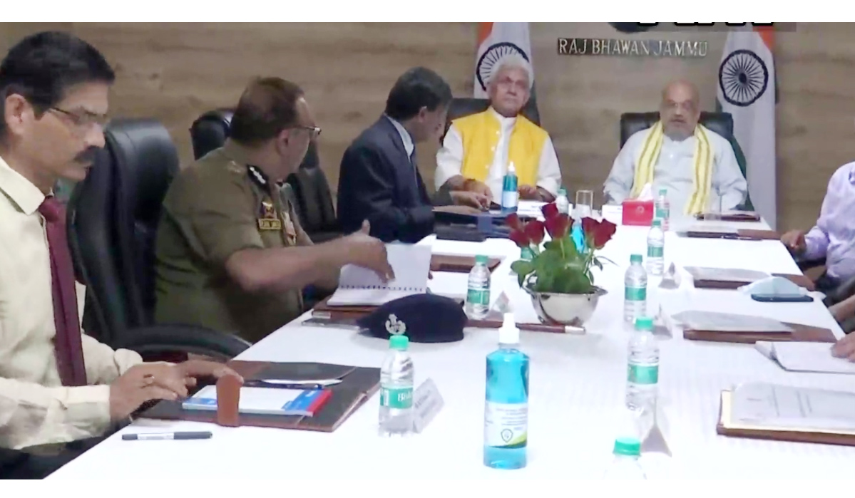 Union Home Minister Amit Shah and Lt Governor Manoj Sinha chaired a security review meeting with senior officials at Raj Bhawan in Jammu.