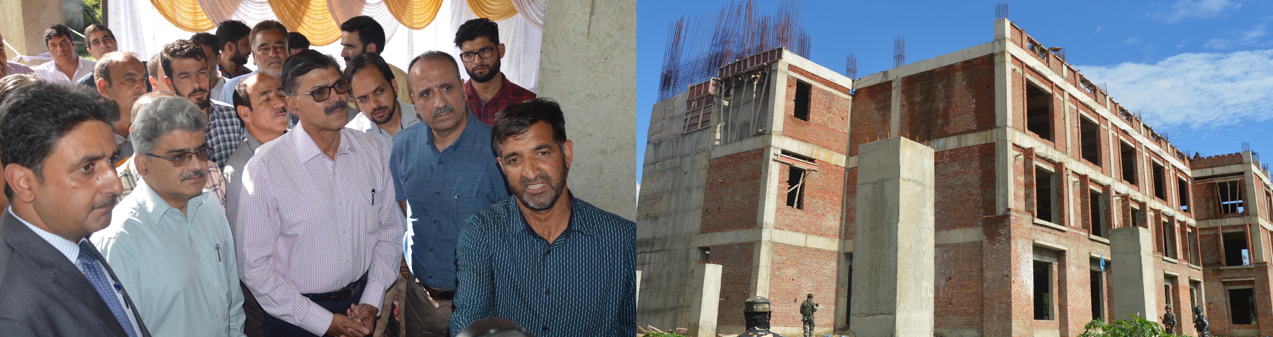 Advisor Kumar inspects progress of dev works at GMC Anantnag, Nursing College