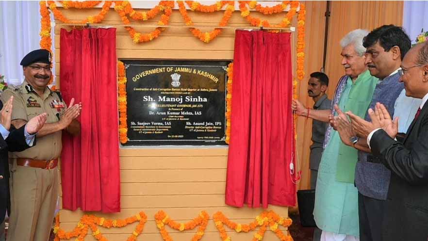 Lt Governor lays foundation stone of Anti-Corruption Bureau Headquarters at Sidhra