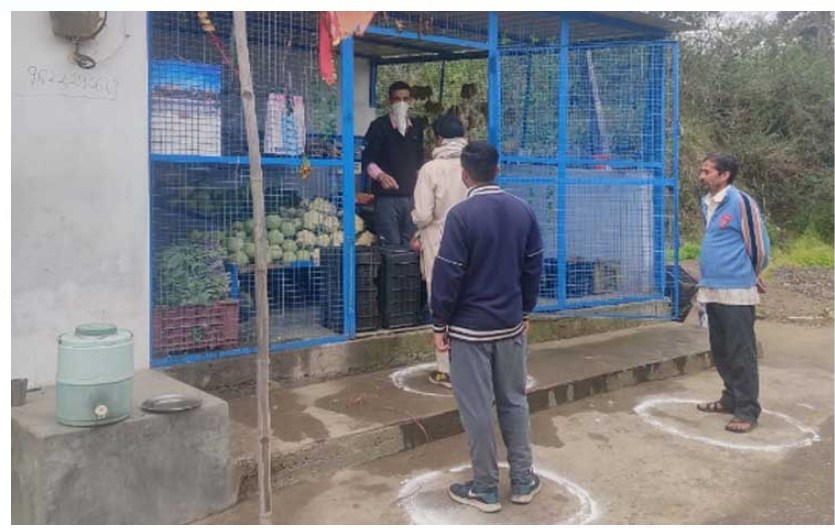 Social distancing: Circles, squares drawn outside Manwal Doon shop