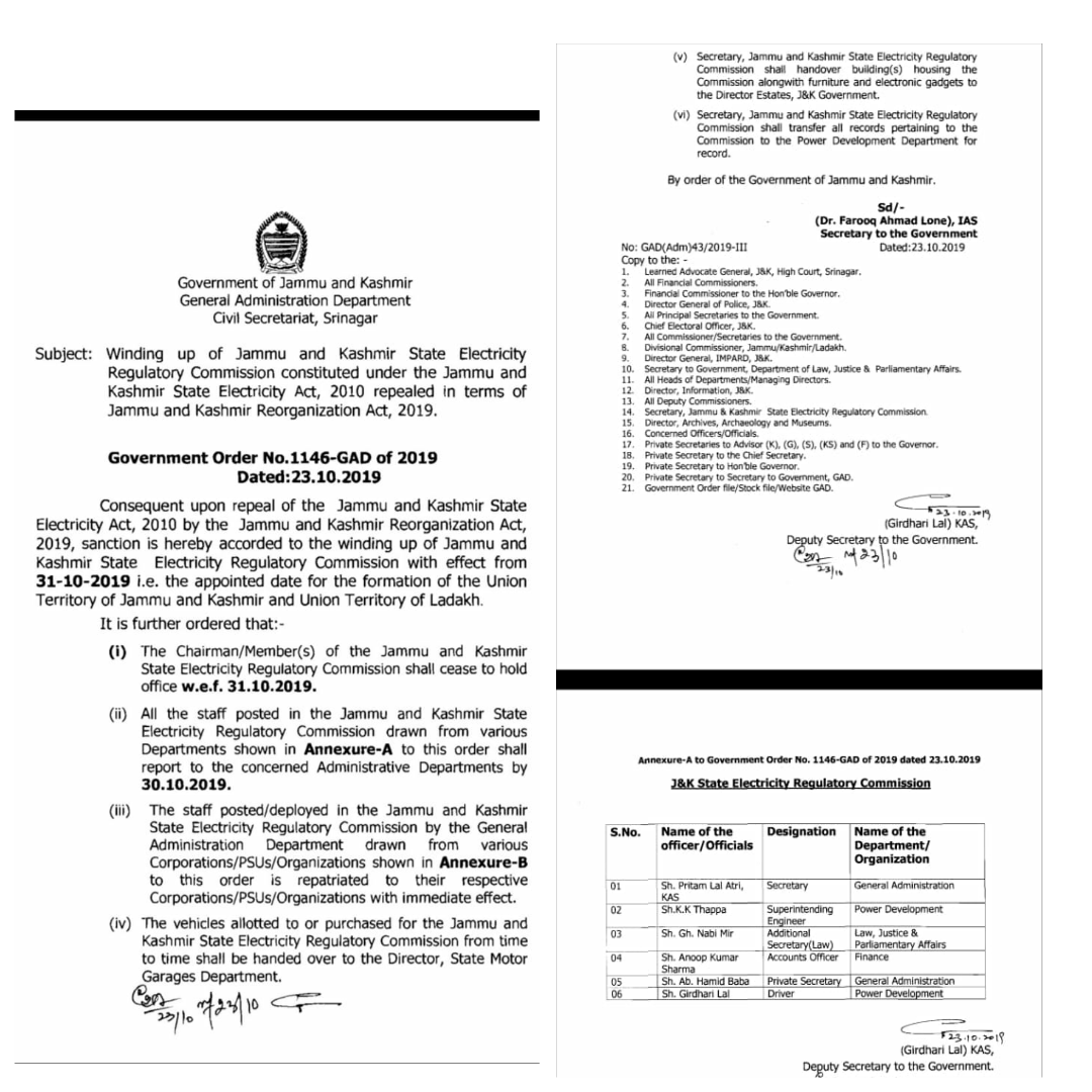 Government abolishes State Electricity Regulatory Commission before formation of UT