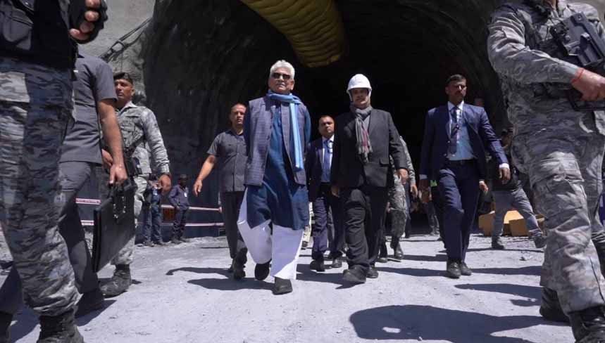 Nitin Gadkari inspects Z-Morh Tunnel with LG of Jammu and Kashmir Manoj Sinha