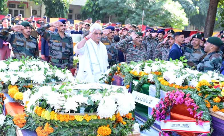 Rajouri encounter: LG Sinha, Indian Army, J-K Police pay tributes to 5 soldiers