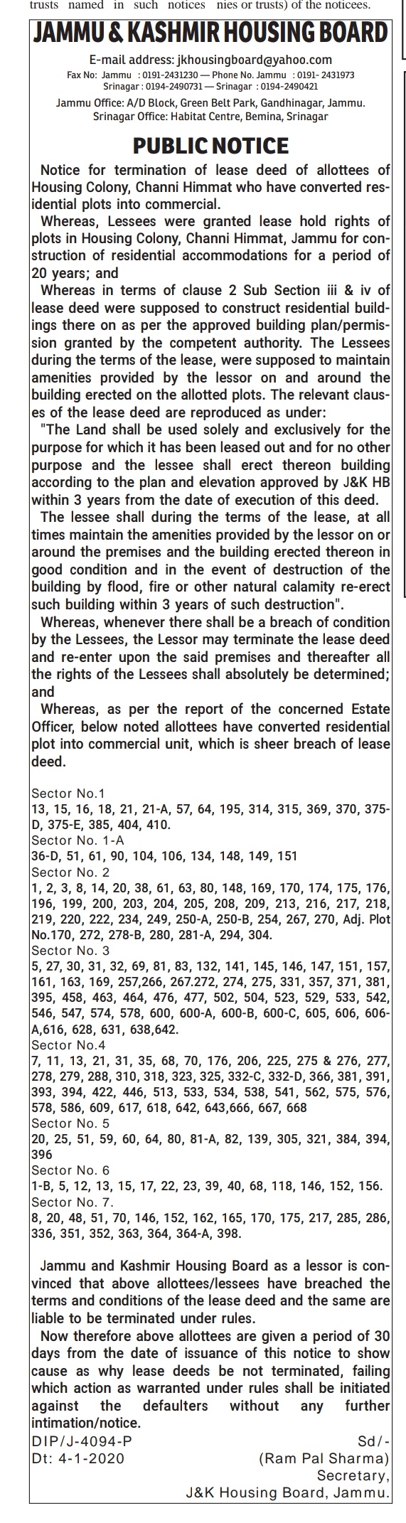 Housing Board's selective approach for colonies in Jammu, Channi Himmat faces wrath