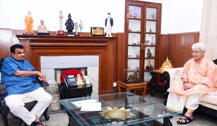 LG Manoj Sinha meets Nitin Gadkari