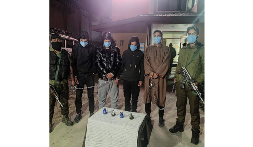 Four militant associates arrested with 04 hand grenades in Srinagar