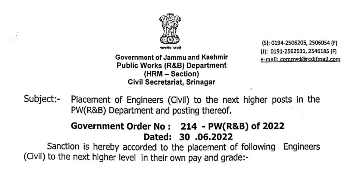 65 Engineers promoted SE, Xen, AEE and AEs in PWD Department