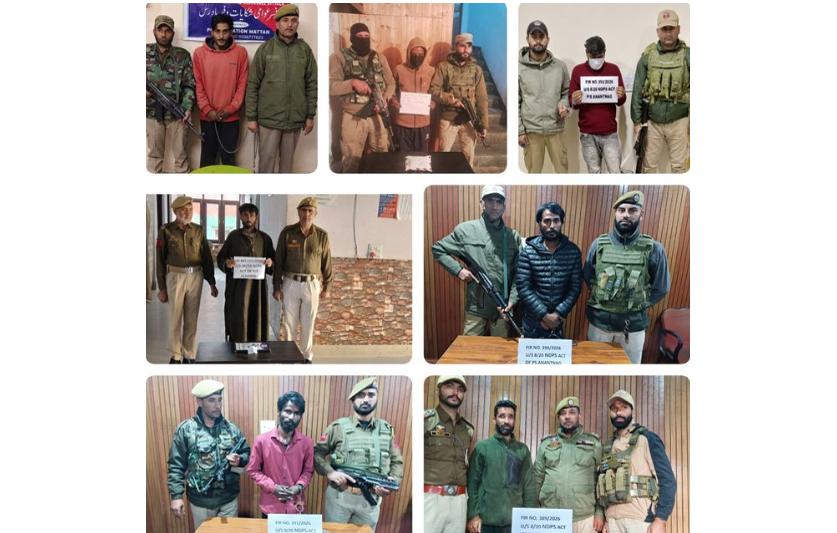 Anantnag Police Register 8 NDPS Cases, Arrest 7 Suspects; Over 7.86 Kg Contraband Seized