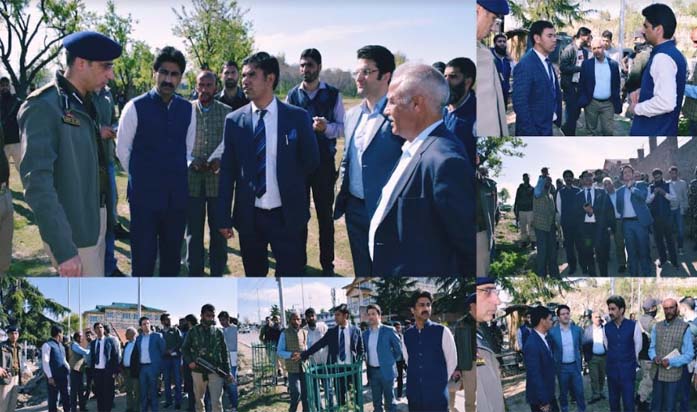Div Com Kashmir inspects ongoing beautification works at Airport Road Humhama
