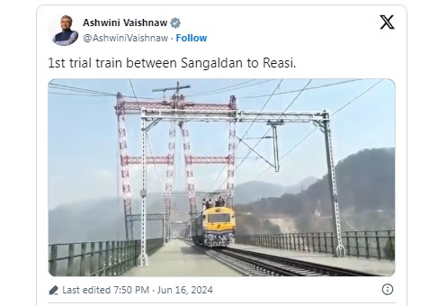 Railways conduct first trial run of world's highest Chenab rail bridge in Jammu-Kashmir