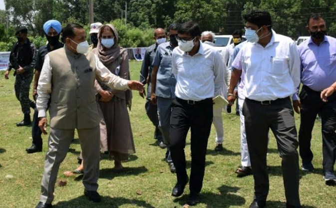 Dr Jitendra visits proposed site for Arun Jaitley Memorial Sports Stadium Hiranagar