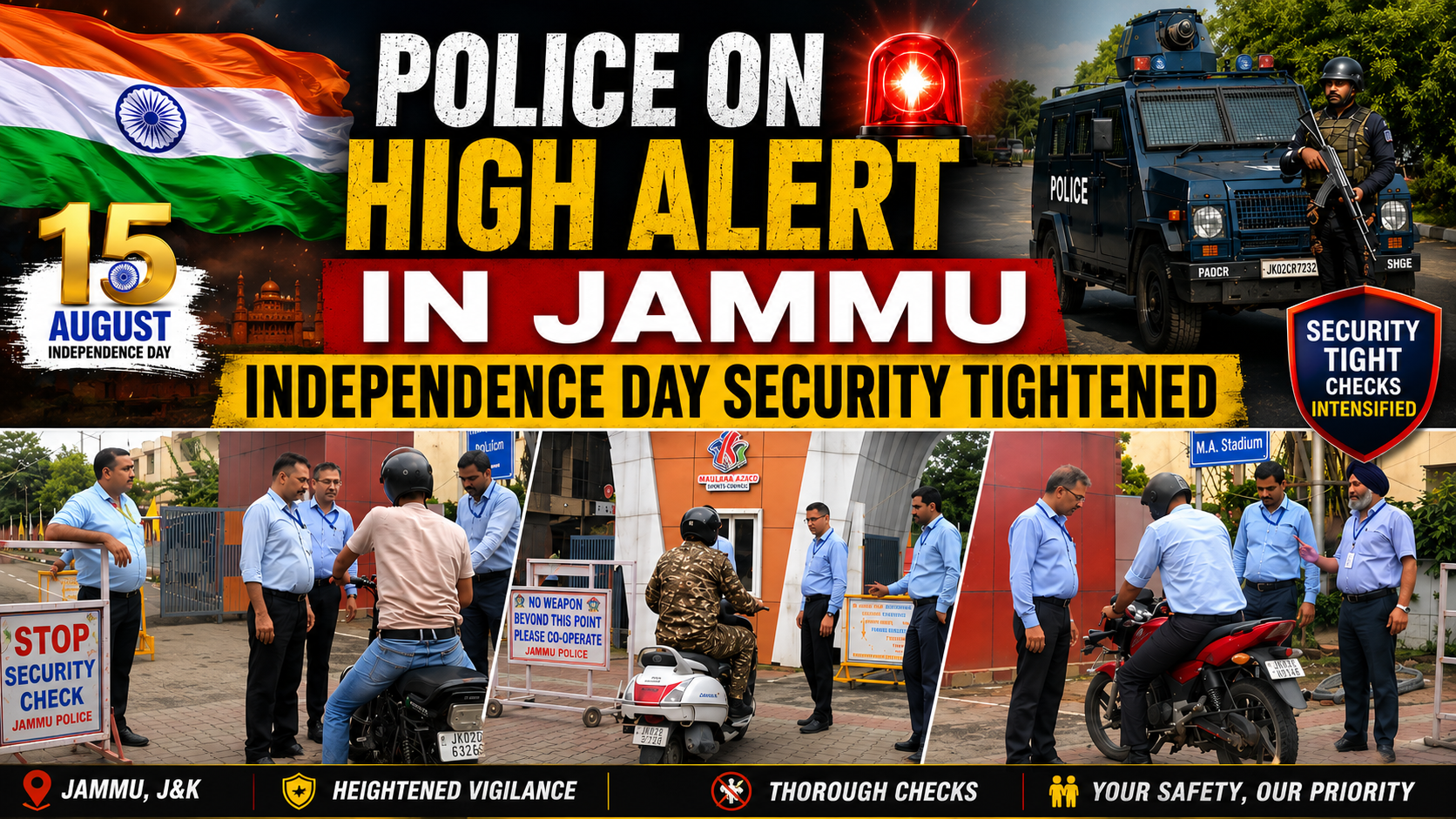 Independence Day से पहले Jammu में Security Tight, जगह-जगह Checking