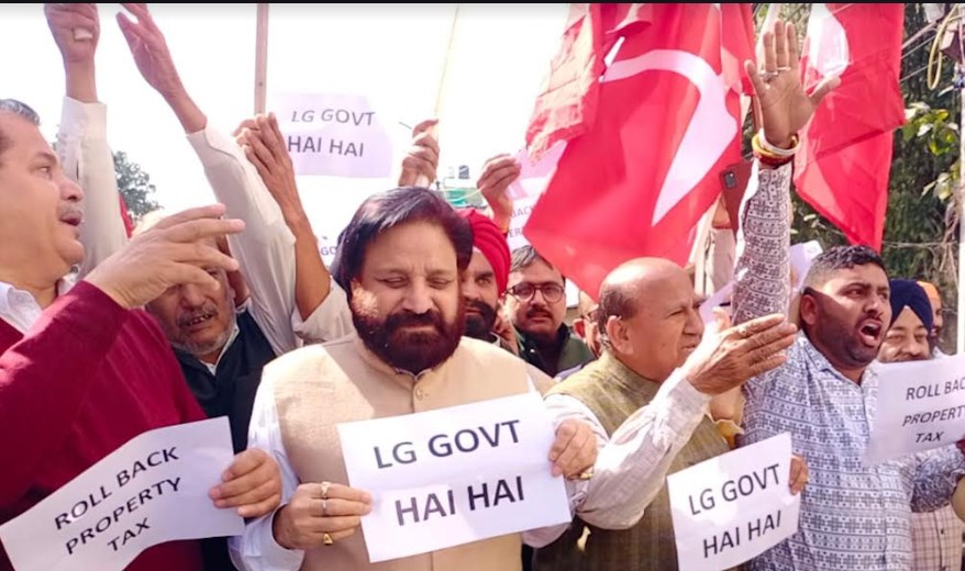 NC stages vigorous protest against imposition of property tax in J&K