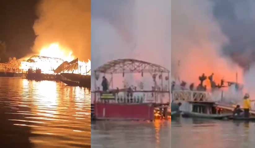 Several Houseboats Destroyed in Massive Fire in Dal Lake