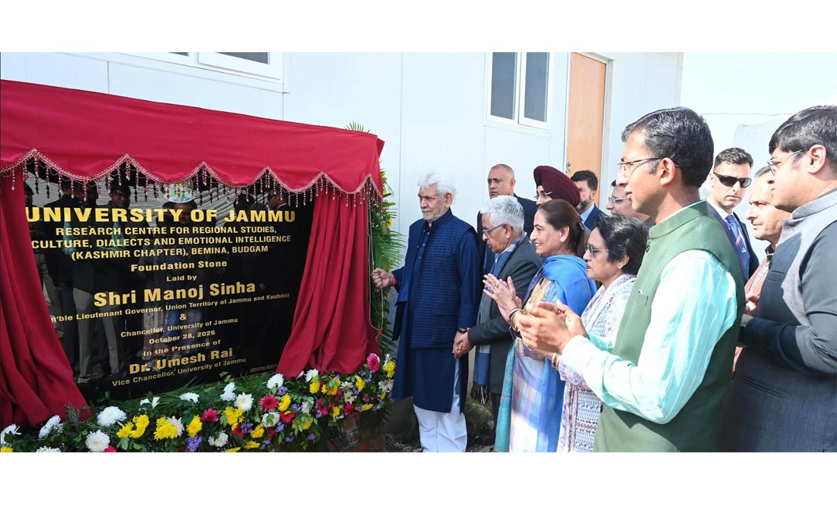 LG Sinha Lays Foundation Stone of Kashmir Chapter of Centre for Regional Studies, Culture, Dialects and Emotional Intelligence of University of Jammu