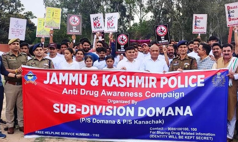 Anti-drug rally organised by District Police Jammu at Domana