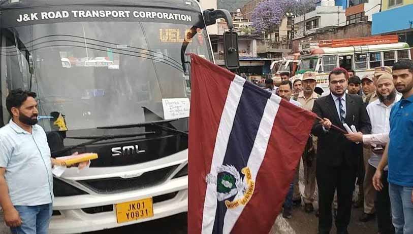In a first, JKRTC Deluxe Bus service with stage carriage facility flagged off from Poonch to Srinagar via Mughal road