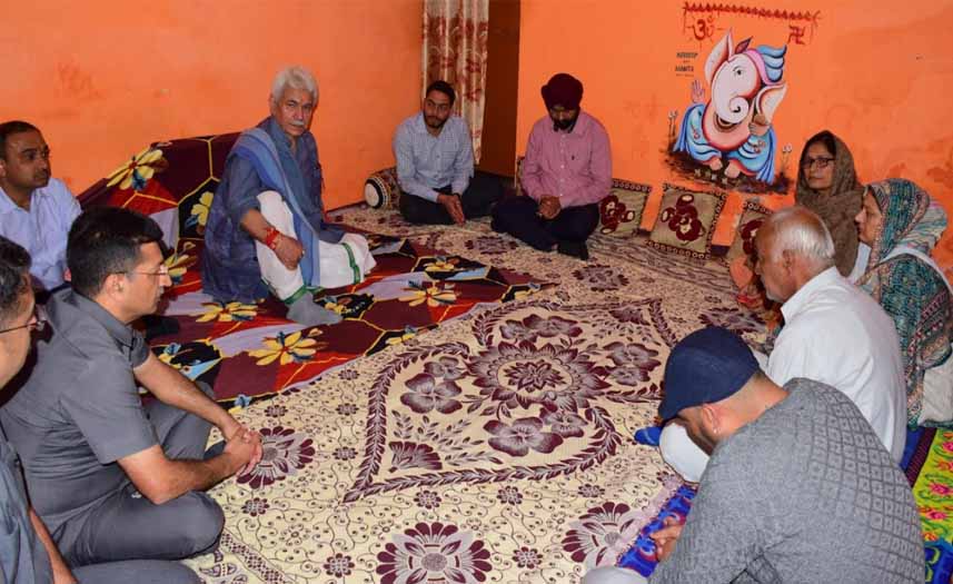 LG Manoj Sinha meets family of SGCT Lokesh Singh who lost his life in road accident