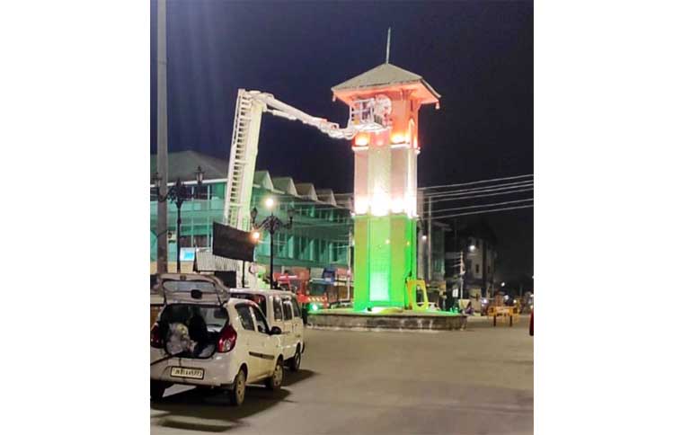 Srinagar's Lal Chowk Illuminated With Tricolour Lights Ahead Of 75th Independence Day