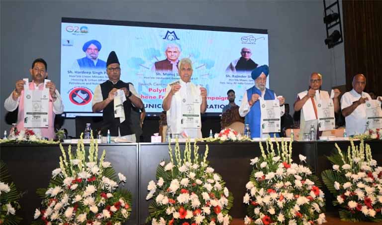 Union Petroleum Minister, Lt Governor launches DRDO’s bioplastic carry bag under Polythene-free Jammu initiative