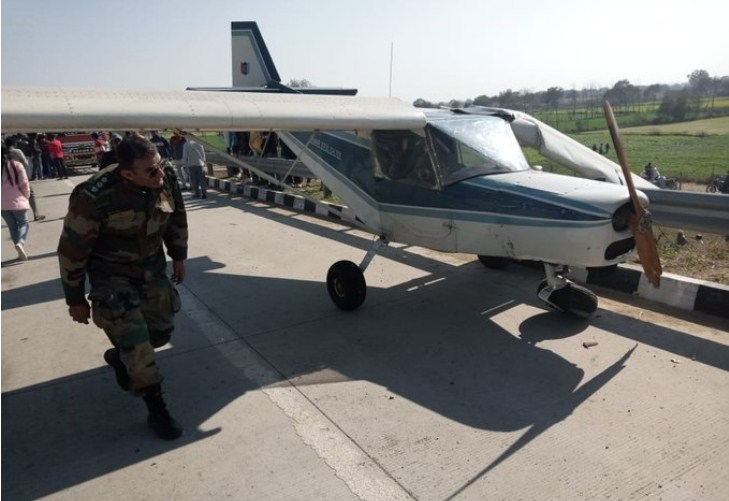 Plane makes emergency landing on Eastern Peripheral Express Highway in Ghaziabad