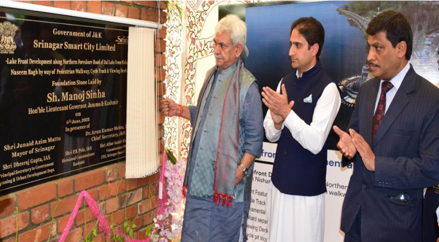 Lt Governor lays foundation stone of various projects under Srinagar Smart City