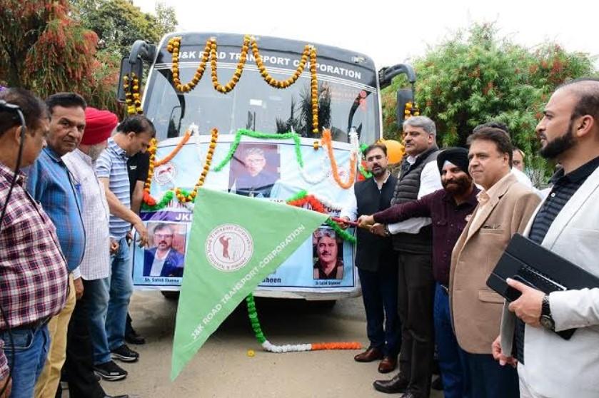 Satish Sharma flags off bus service from Jammu to Neel Banihal