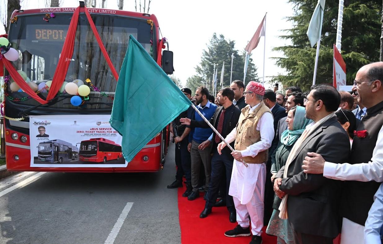 CM Omar Abdullah flags off free bus service for women across J&K