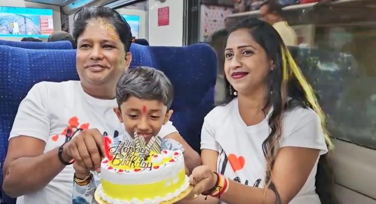 Varanasi Boy Celebrates His 6th Birthday On Kashmir Vande Bharat Express