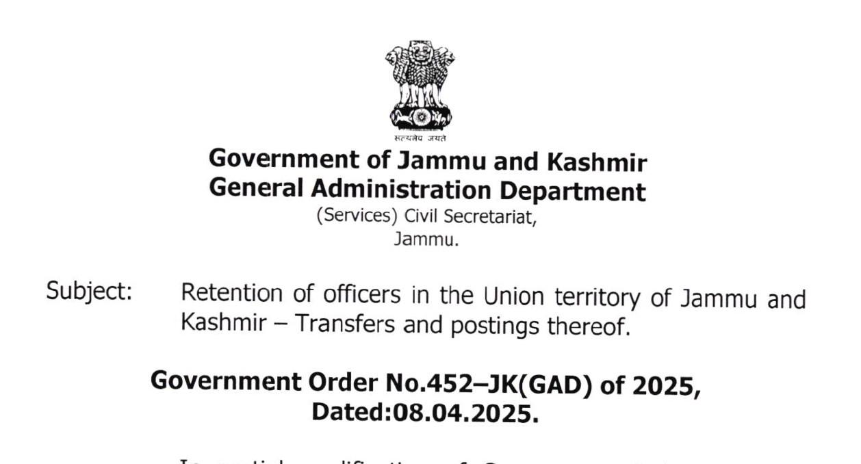 4 JKAS officers retained; 4 deputed to UT of Ladakh