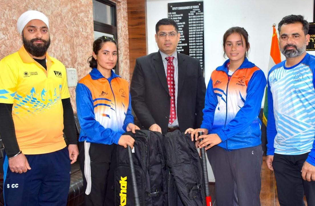 DC felicitates promising women Hockey players at Poonch