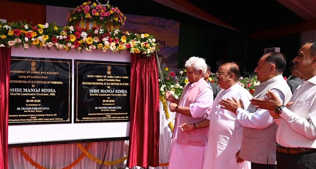 Lieutenant Governor Lays Foundation Stone for Renovation and Restoration of Heritage Sites at Purmandal and Uttervehini