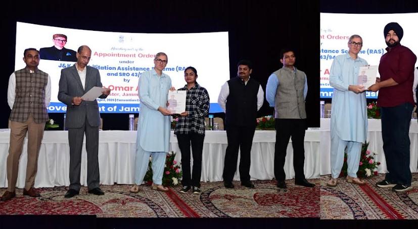 CM Omar Abdullah distributes appointment letters to 124 RAS beneficiaries; assures reforms for faster, transparent process