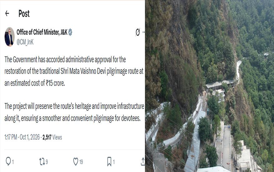 Omar Abdullah Announces Rs 15 Crore Project to Restore Traditional Vaishno Devi Route