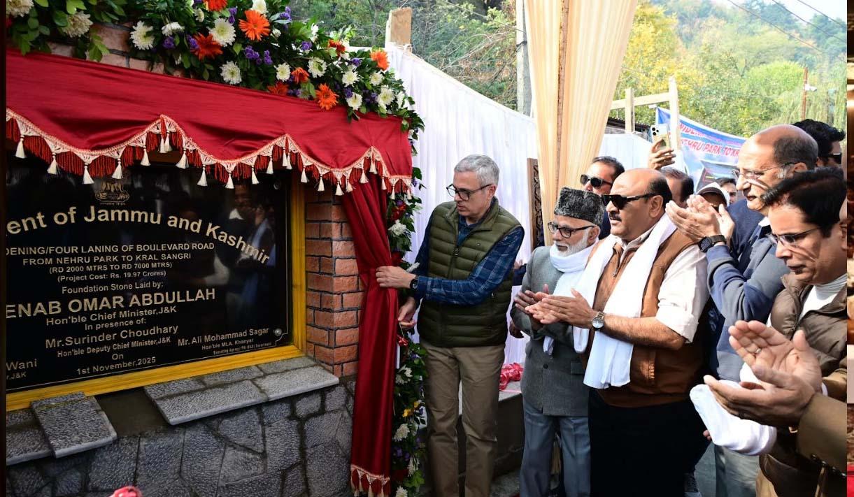 CM Omar Abdullah lays foundation stone of widening & four-laning of Boulevard Road