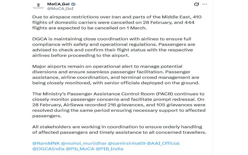 Iran-Israel tensions disrupt air travel: 444 flights likely to be cancelled across India today