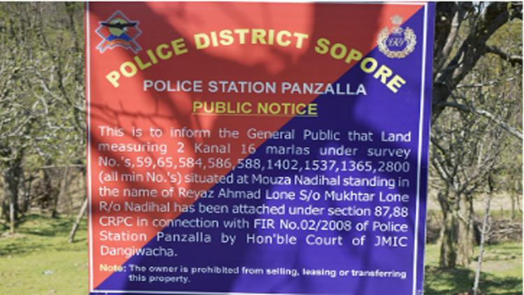 Sopore Police attach properties of 3 proclaimed offenders in anti-terror action