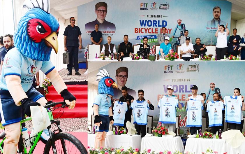 CM Omar Abdullah flags off Cyclothon on World Bicycle Day, launches Jammu Cyclothon campaign