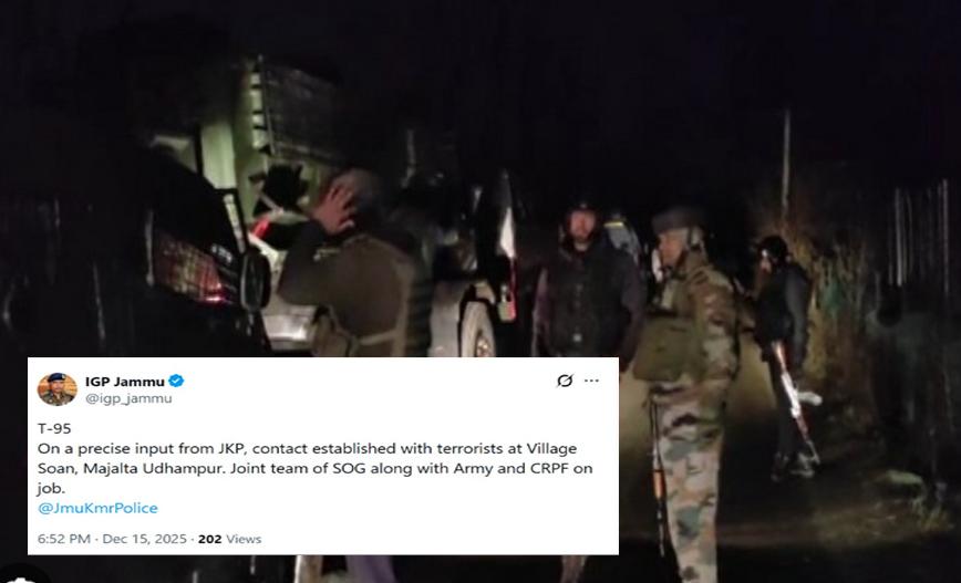 Encounter breaks out between security forces, terrorists in Jammu & Kashmir’s Udhampur