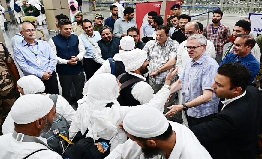 Chief Minister Omar Abdullah receives first batch of Hajj Pilgrims at Srinagar Airport