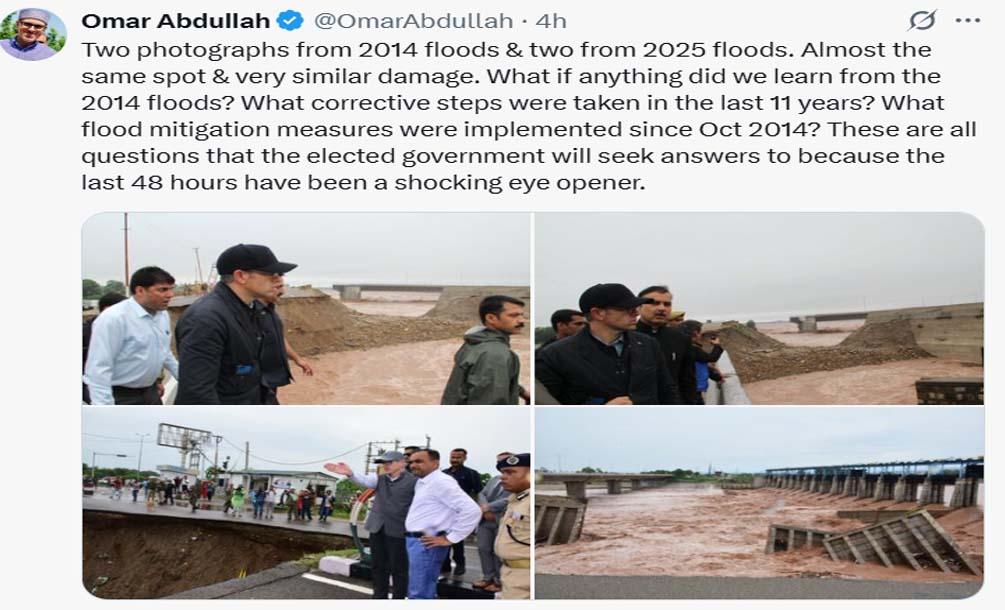 J-K CM Omar Abdullah calls 2025 floods a 'shocking eye opener,' questions past govt's efforts
