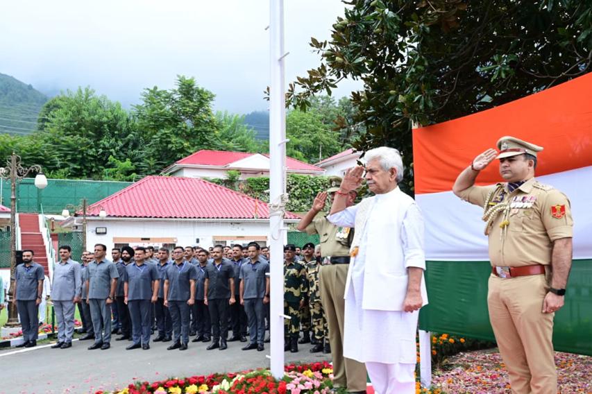 Lieutenant Governor Hoists National Flag at Raj Bhavan in Srinagar on the 79th Independence Day