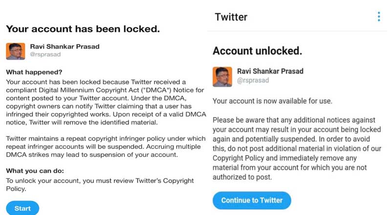 Twitter Temporarily 'Denies Access' to IT Minister Ravi Shankar Prasad's Account; Allows After 'Warning'